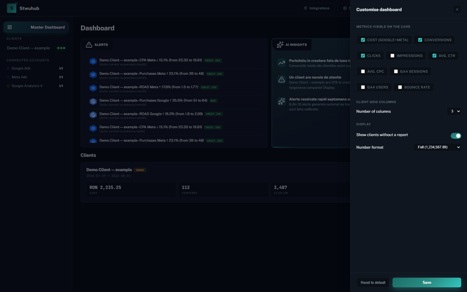 Personalizare Master Dashboard