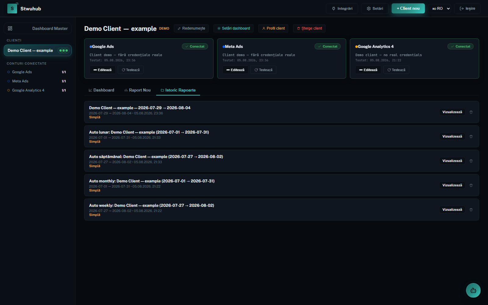 Report history per client